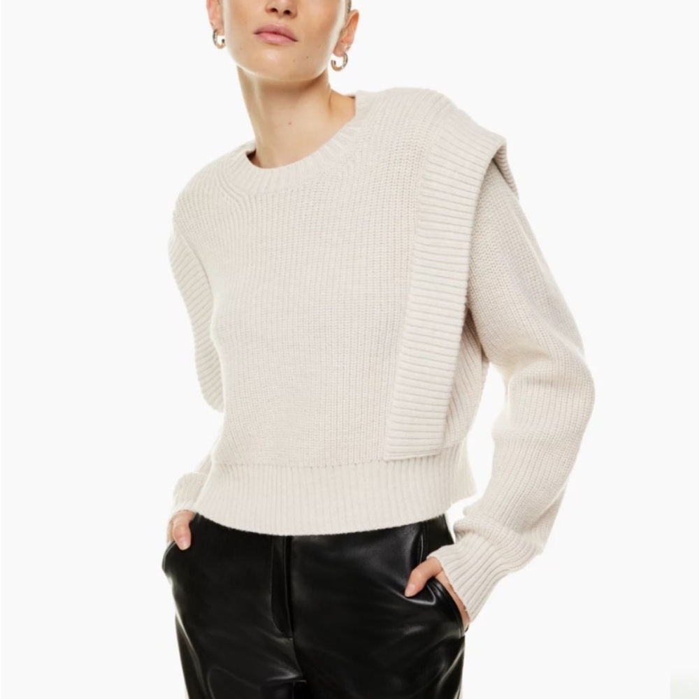 Babaton Cream Scoop Neck Rib-Trim Sweater